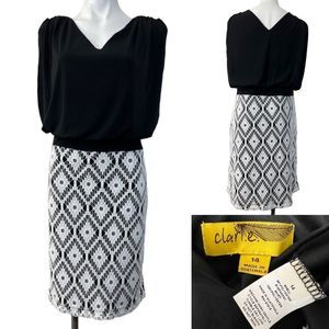 Clari.e. Black Dress w/ White Crochet Overlay size 14